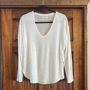 Madewell White Long Sleeve Relaxed Tee Medium